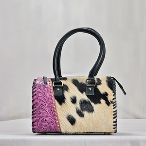 Bolsos de Hombro de Lujo Vintage de Diseñador, de Piel de Vacuno Genuina con Panel Floral, Cierre de Cremallera, Juego de Dos Correas, 3 Piezas - Product Image 3