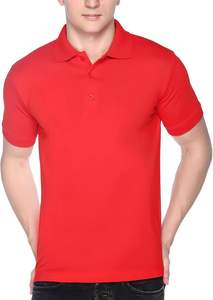 Chemises polo pour hommes, rouges, à manches courtes, en coton, brodées, respirantes, tricotées, unies, confortables, vêtements décontractés - Product Image 4