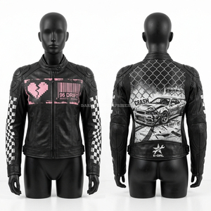 Custom Vintage Cafe Racer <b>Leather</b> <b>Jacket</b> <b>Retro</b> Brown Biker Apparel Mens Women Streetwear Padded Motorcycle Outerwear Supplier - Product Image 3