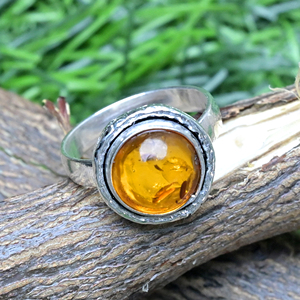 Anvika Gems and Jewels Handmade <b>Silver</b> Plated Baltic Amber Bezel Set Vintage Women's <b>Statement</b> <b>Ring</b> - Product Image 2