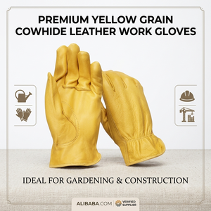 Unlined Soft Comfortable Leather <b>Gloves</b> Heat Resistance Anti-Slip Yellow Industrial Safety Protection for Work Driving Smooth - Product Image 3
