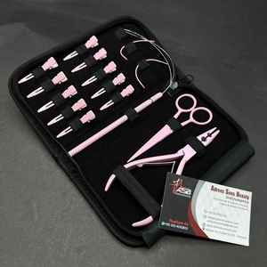 Light Baby Pink Stainless Steel Hair <b>Extension</b> Tool Kit Pliers <b>Micro</b> Rings Loop Needles Clips Strong Hold Custom Logo - Product Image 1
