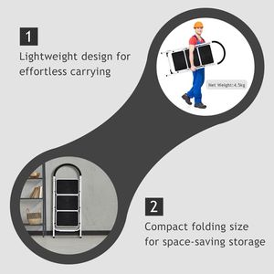 Industrial 3-<b>Step</b> Lightweight Folding <b>Stool</b> Heavy Duty Ladder - Product Image 6