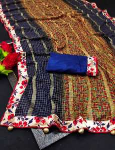 Sari de chifón elegante y moderno con blusa para mujer, que ofrece un aspecto hermoso, tela suave y cómoda, fácil de usar en cualquier ocasión. - Product Image 5