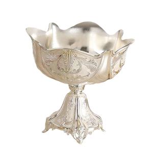 Centro de Mesa para Bodas, Plato para Frutas Plateado, Frutero Decorativo para Arreglos, Eventos, Decoración de Mesa de Salón - Product Image 1