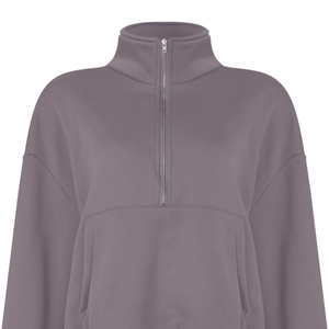 Sweat-shirt d'hiver épais à col montant pour femme, veste de sport semi-zippée ample à manches longues pour le jogging et le fitness, prix abordable - Product Image 3