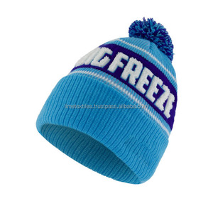 Designer Knitted Pom Pom Sport Bobble <b>Hats</b> Winter Knit Toque Rib Cuff Custom <b>Beanie</b> with Patches logo 100% <b>Wool</b> Unisex - Product Image 4