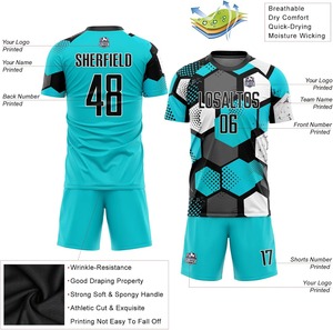 Conjunto de camiseta de fútbol personalizada con nombre, número, logotipo del equipo, uniforme de fútbol transpirable de poliéster, camiseta y pantalones cortos para hombres, mujeres y jóvenes - Product Image 3