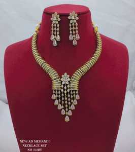 Gold Plated American Diamond Choker <b>Necklace</b> Set Bridal CZ Crystal <b>Statement</b> Drop <b>Necklace</b> with Matching Earrings for Women - Product Image 1