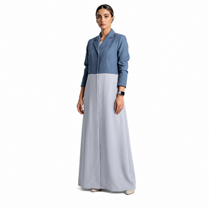 Elegante Vestido Abaya Modesto de Dos Tonos para Mujer, Manga Larga, Estilo Islámico Maxi |   Caftán Estilo Dubái, Ropa Musulmana, 26 Prendas de Moda Premium - Product Image 1