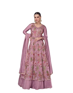 Vestido de trabajo de secuencia de seda Georgette de último diseñador de Fab Zone - Product Image 1