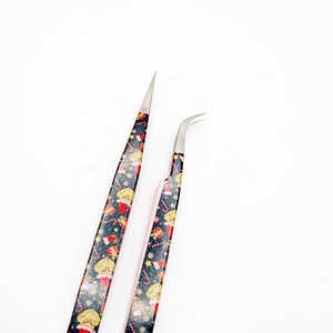 แหนบต่อขนตาธีมคริสต์มาส แหนบเคลือบกระดาษ ปลายตรง ปลายโค้ง ปลายแหลม แหนบสแตนเลส อุปกรณ์จับขนตา - Product Image 5