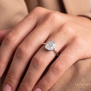 Premium Lab Grown Diamond Engagement Ring <b>Rectangular</b> <b>Cushion</b> Cut Fine Jewelry - Product Image 3