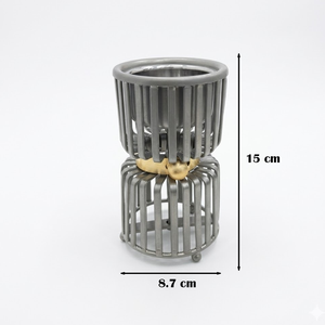 Brûleur d'encens moderne en acier inoxydable, diffuseur aromatique pour la décoration intérieure avec accent doré et design en cage, collection Bakhoor Ramadan - Product Image 2