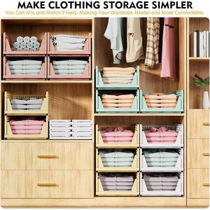 Lot de 5 paniers de rangement empilables pour placard, organisateur pliable multifonctionnel pour salle de bain, cuisine, buanderie, armoire - Product Image 4