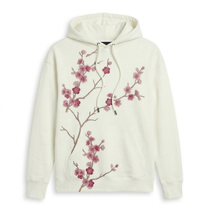 Sweat à capuche personnalisé brodé pour hommes et femmes, broderie personnalisée, pull épais, sweats à capuche graphiques décontractés, sweats à capuche à motif de fleurs de cerisier - Product Image 1