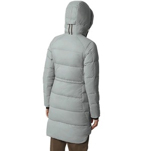 Long Quilted Winter Jacket With Hood Full Sleeves Zipper Closure Solid Color Polyester Shell Thick Warm <b>Coat</b> Contrast Color - Product Image 2