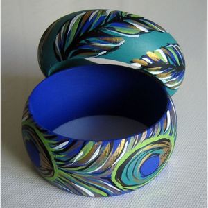 Bracelets en bois élégants faits à la main pour femmes, bijoux de mode traditionnels, bracelets en bois peints - Product Image 2