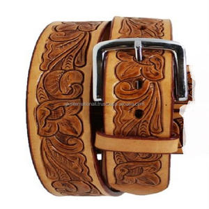 Handmade Full Grain Cowhide Western Leather Tooling <b>Belt</b> for <b>Cowboy</b> Custom Leaf Design Engraved Tooled Leather <b>Belt</b> - Product Image 6