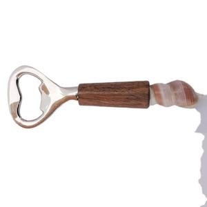 Abrebotellas de barra de cerveza de acero inoxidable con mango de diseño de madera y concha con precio barato Abrebotellas multiusos de moda - Product Image 1
