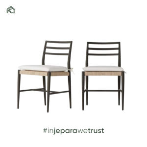 เก้าอี้รับประทานอาหารสไตล์นอร์ดิกหรูหราทันสมัยหุ้มเบาะไม้เนื้อแข็งเป็นมิตรกับสิ่งแวดล้อม ผลิตด้วยมือ นั่งสบาย ผลิตในอินโดนีเซีย - รุ่น Tika - Product Image 1