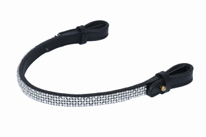 Diadema de Cuero Negro de Lujo con Cristales para Caballo, Hecha a Mano con Pedrería, Cómoda y Duradera, para Brida, Accesorios Ecuestres, Tamaño Personalizable - Product Image 5