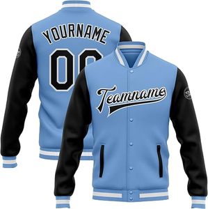 Custom High Quality Wool Body Genuine Leather Sleeves Windproof <b>Quilted</b> High Street Style Winter Letterman Bomber <b>Jacket</b> <b>Men</b> - Product Image 1