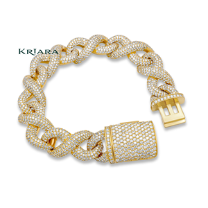 Bracelet à maillons en or 18 carats S925 avec moissanite, taille brillant rond, micro-pavé, bijoux de luxe unisexe - Product Image 4