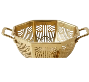 Colador Art Deco Dorado con Asas y Base, Colador de Metal Vintage para Cocina - Product Image 5