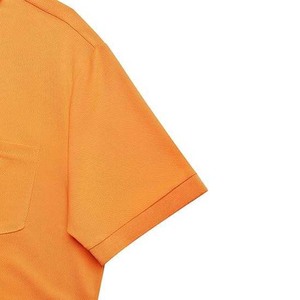Men's <b>Orange</b> Short Sleeve <b>Polo</b> <b>Shirt</b> With Chest Pocket Solid Color Casual Woven Oxford Fabric Regular Fit - Product Image 2