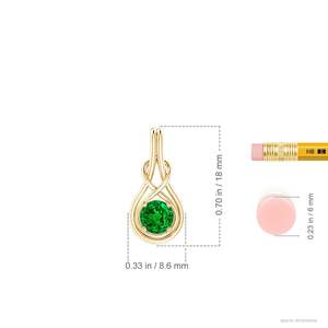 New 14K <b>Solid</b> <b>Gold</b> Natural Round Emerald Solitaire Infinity Knot <b>Pendant</b> Fine Jewellery Anniversary Wedding New Arrival - Product Image 2
