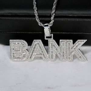 Nuevo Colgante de Diamantes de Alta Calidad, Plata S925, Nombre Personalizado, Diamantes VVS Baguette, Estilo Hip Hop, Unisex, para Fiestas - Product Image 1