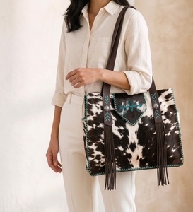 Cowhide Leather Shoulder Bag Fringe Tassel Handbag Flap <b>Purse</b> for Daily Use - Product Image 4