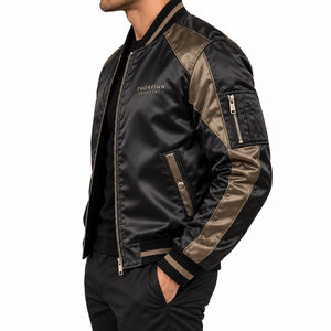 Veste bomber pour homme Thorfinn Industry, couleur contrastée, patchwork, fermeture éclair, coupe-vent décontractée, manteau d'automne - Product Image 2