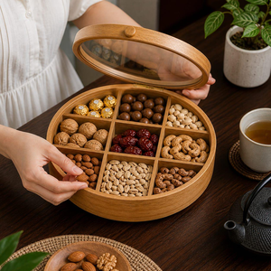 Perfect for Presenting Dry Fruit Modern Sustainable Wooden Storage Box for Nuts and Candy Handmade Finish - Product Image 6