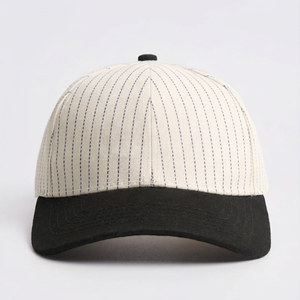 Custom Embroidered Two Tone Retro Varsity Striped Cotton Twill Baseball Cap Premium Adjustable <b>Hat</b> for Men Women Wholesale - Product Image 6