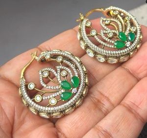 Stunning High Quality Luxury Gold Plated Stones Look Earrings For Women <b>Girls</b> Gift Wedding Engagement Party Wear Collections - Product Image 1