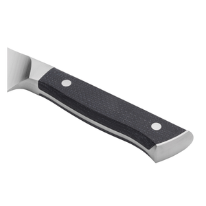 Couteaux Santoku à manche texturé noir avec lame argentée à fossettes et embout argenté pour couper les fruits, hacher les légumes et trancher en dés - Product Image 4