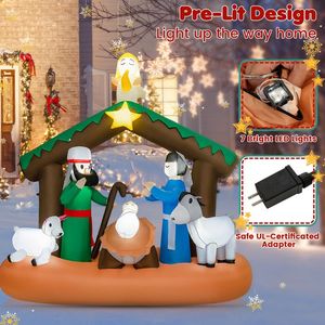 Crèche gonflable lumineuse de 6 pieds pour décoration de jardin de Noël en extérieur - Product Image 5