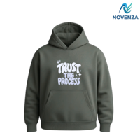 Sweat à capuche personnalisé pour femme avec impression 'Trust The Process', coupe oversize, style streetwear, en molleton, vente en gros