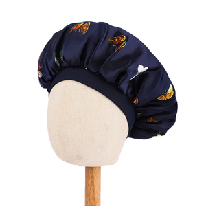 Bonnet en satin unisexe pour adultes, imprimé papillon, élastique réglable, confortable, bonnet de sommeil, 100% soie, toutes saisons - Product Image 3