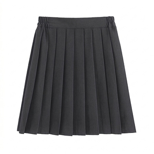 Jupe de golf plissée noire pour femme avec short intégré, taille élastique, style sportif classique, couleur unie, tissu tissé - Product Image 1