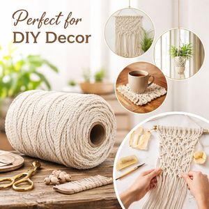 Cordón de Macramé Personalizado 100% Algodón, 2mm x 100m, 3 Hilos Trenzados, Ecológico, para Decoración del Hogar, Envoltura de Regalos, Colgantes de Plantas, Bolsas - Product Image 3