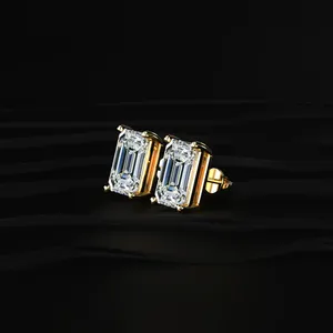 <b>Emerald</b> Shape Diamond <b>Stud</b> <b>Earrings</b> Aesthetic Diamond <b>Earrings</b> Trendy Ear <b>Studs</b> Diamond <b>Earrings</b> for Women from Indian Supplier - Product Image 2