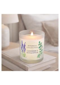 Botanical Collection Lavender Eucalyptus Scented Soy Wax Candle Cylinder Glass Jar Eco-Friendly Luxury for Christmas Diwali - Product Image 1