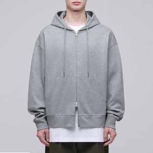 Sweat à capuche zippé 100% coton molletonné, logo personnalisé, streetwear unisexe, vente en gros OEM - Product Image 5