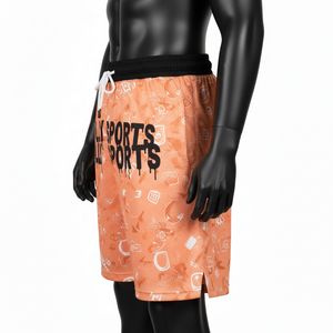 Pantalones Cortos de Baloncesto Transpirables de Malla de Poliéster de 160 GSM, Color Durazno Vintage, Estampado Completo, Logotipo Personalizado - Product Image 3