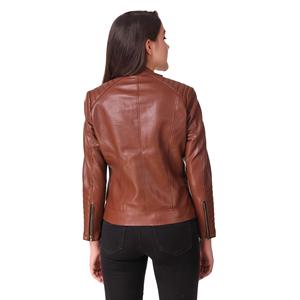 2026 New Arrival Fashion Leather Jacket for Women Lady Jacket Slim Fit Pure Color Thin Suit Large <b>Standing</b> Collar Leather Jacket - Product Image 6