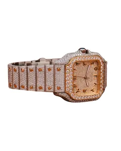 Nuevo Reloj Clásico de Lujo con Incrustaciones de Diamantes Moissanite VVS en Oro Blanco, Estilo Hip Hop, Personalizado, con Esfera Árabe, Alta Calidad, Completamente Incrustado - Product Image 4