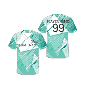 Maillot de baseball géométrique personnalisé en menthe, anti-humidité, uniforme d'équipe sublimé, chemise de sport athlétique boutonnée OEM ODM - Product Image 1